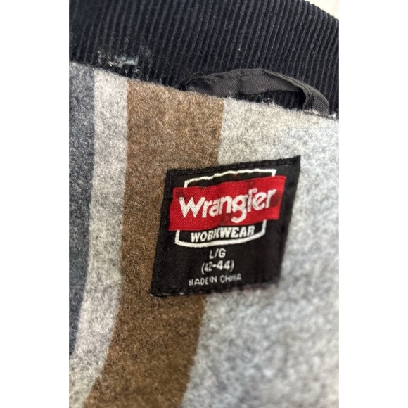 Wrangler Blanket Lined Jacket Mens Large Distressed Black Workwear - Picture 15 of 16